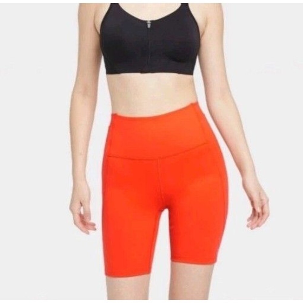 All In Motion Women's Size Small High Rise Bike Short Orange Scuplt UPF 50+ - Picture 2 of 10